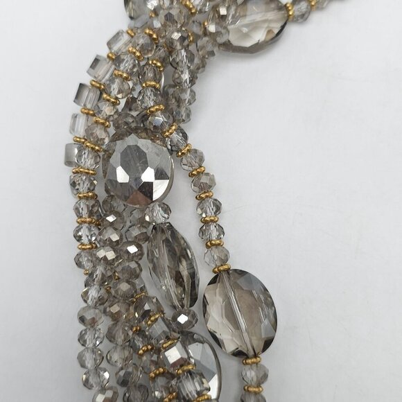 Elegant Multi-Strand Crystal Necklace Large Teardrop Pendant Adjustable Chain - Picture 5 of 9